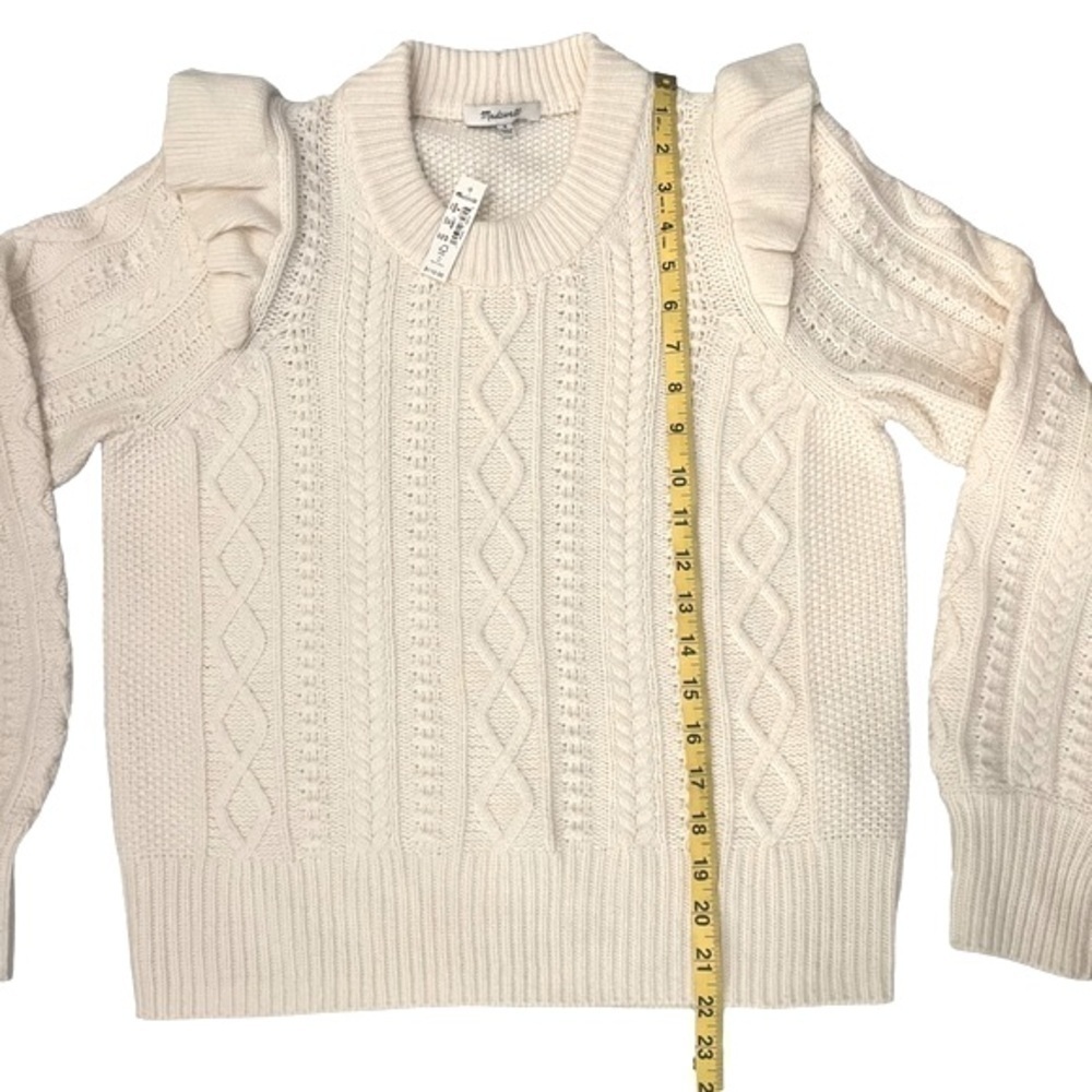 Madewell Hollydene Ruffle Shoulder Merino Wool Pullover Sweater in Antique Cream - Picture 12 of 15